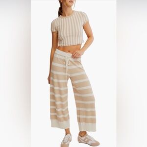 Free People Stripe Top and Pants Set size small